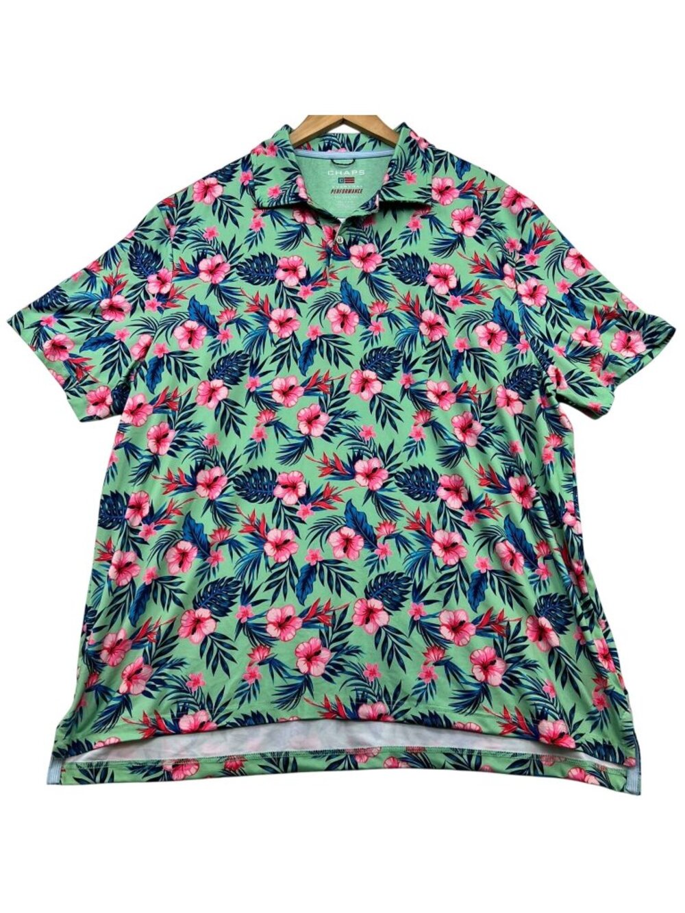 Chaps Mens Everyday Performance Polo Shirt Summer Size XXL Multi Tropical Floral